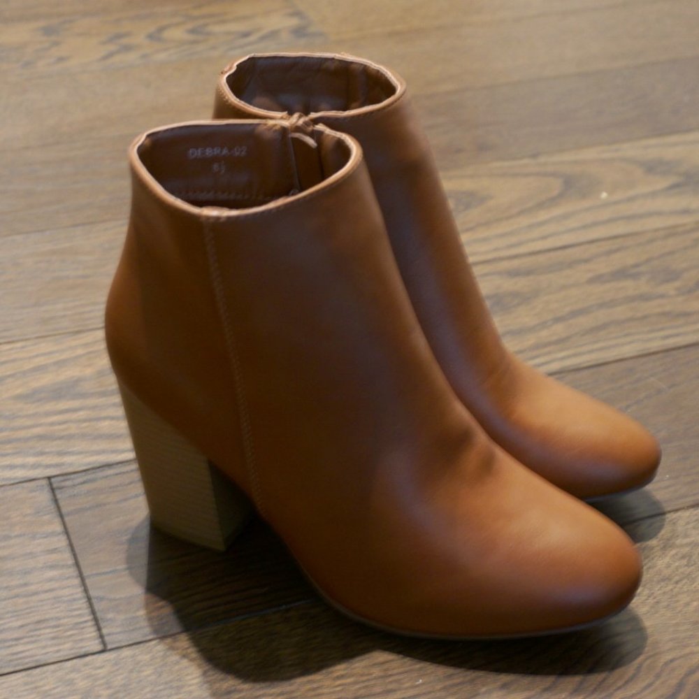 Uptown Faux Leather Healed Booties